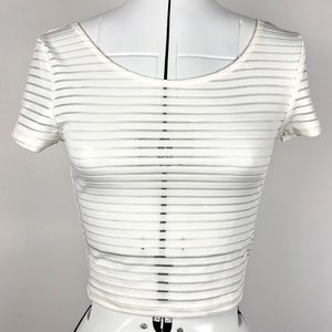 4/$20 Divided by H&M White Striped Semi Sheer Top Size S